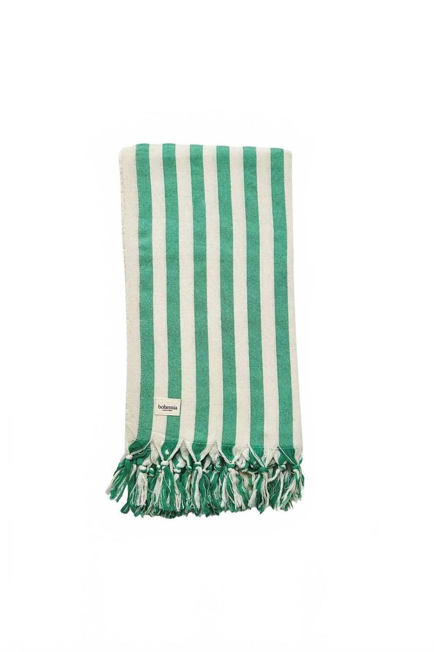 NEW BOHEMIA DESIGN brighton stripe summer hammam towel in green